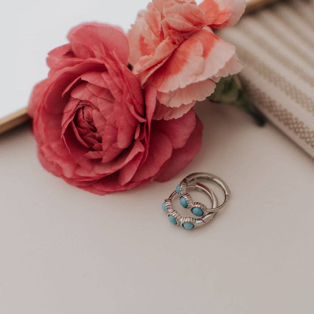 Lainey Turquoise Hoops: Gold