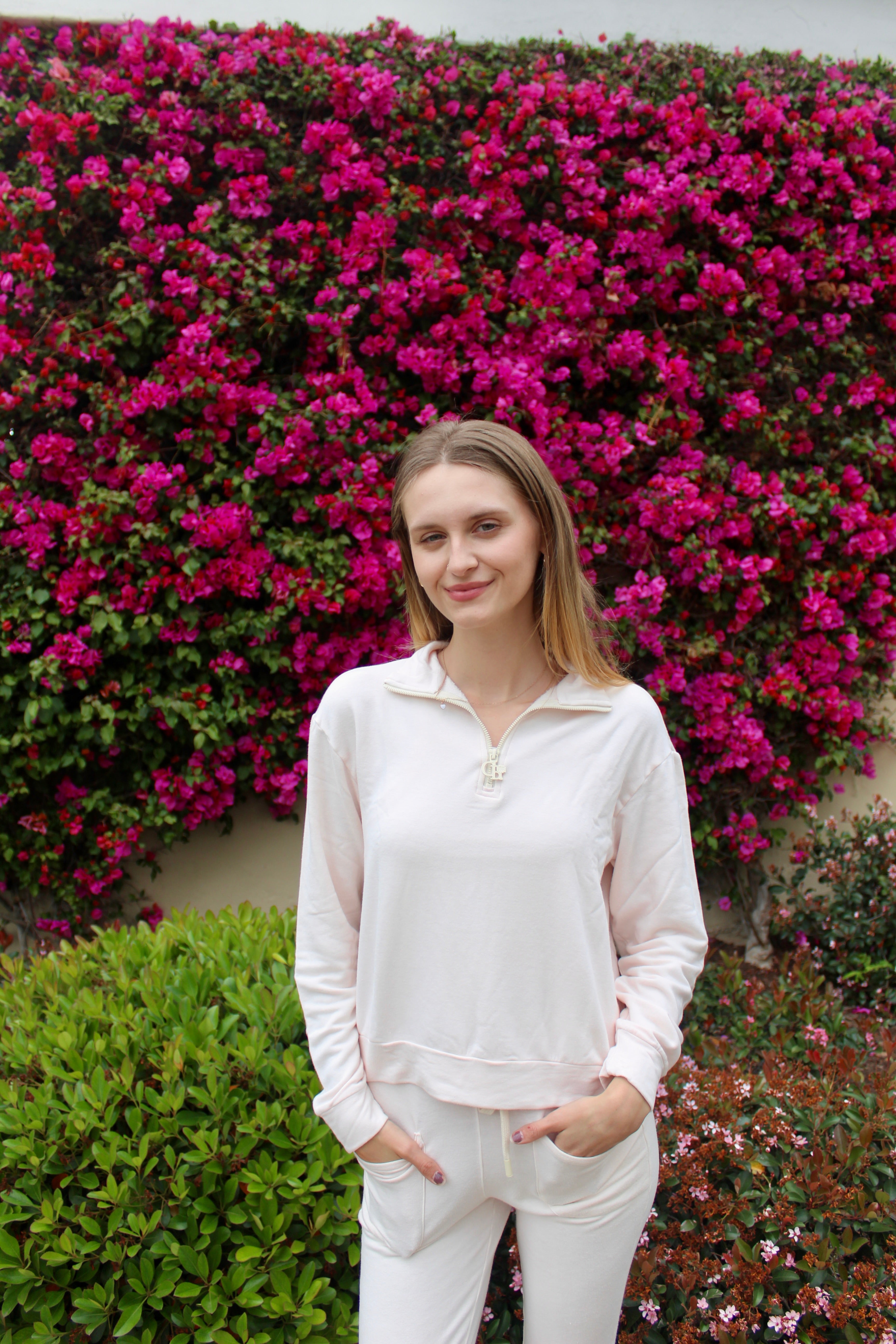 Soft Fleece Quarter Zip - Pink Rose