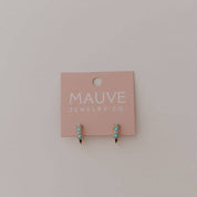 Lainey Turquoise Hoops: Gold