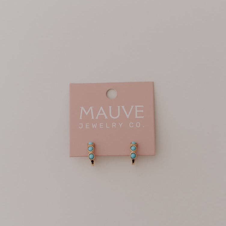 Lainey Turquoise Hoops: Silver