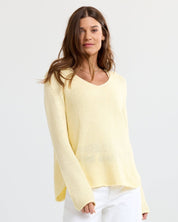 Round Edge V-Neck - Buttermilk