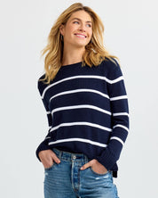 Everyday Cotton Crew - Navy & White Stripe