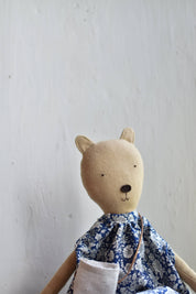Agatha the Bear – Heirloom Wool Doll in Field Liberty Floral