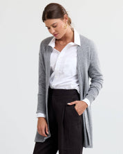 Long Cashmere Cardigan- Stone