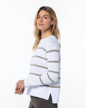 Everyday Cotton Crew - White & Mushroom