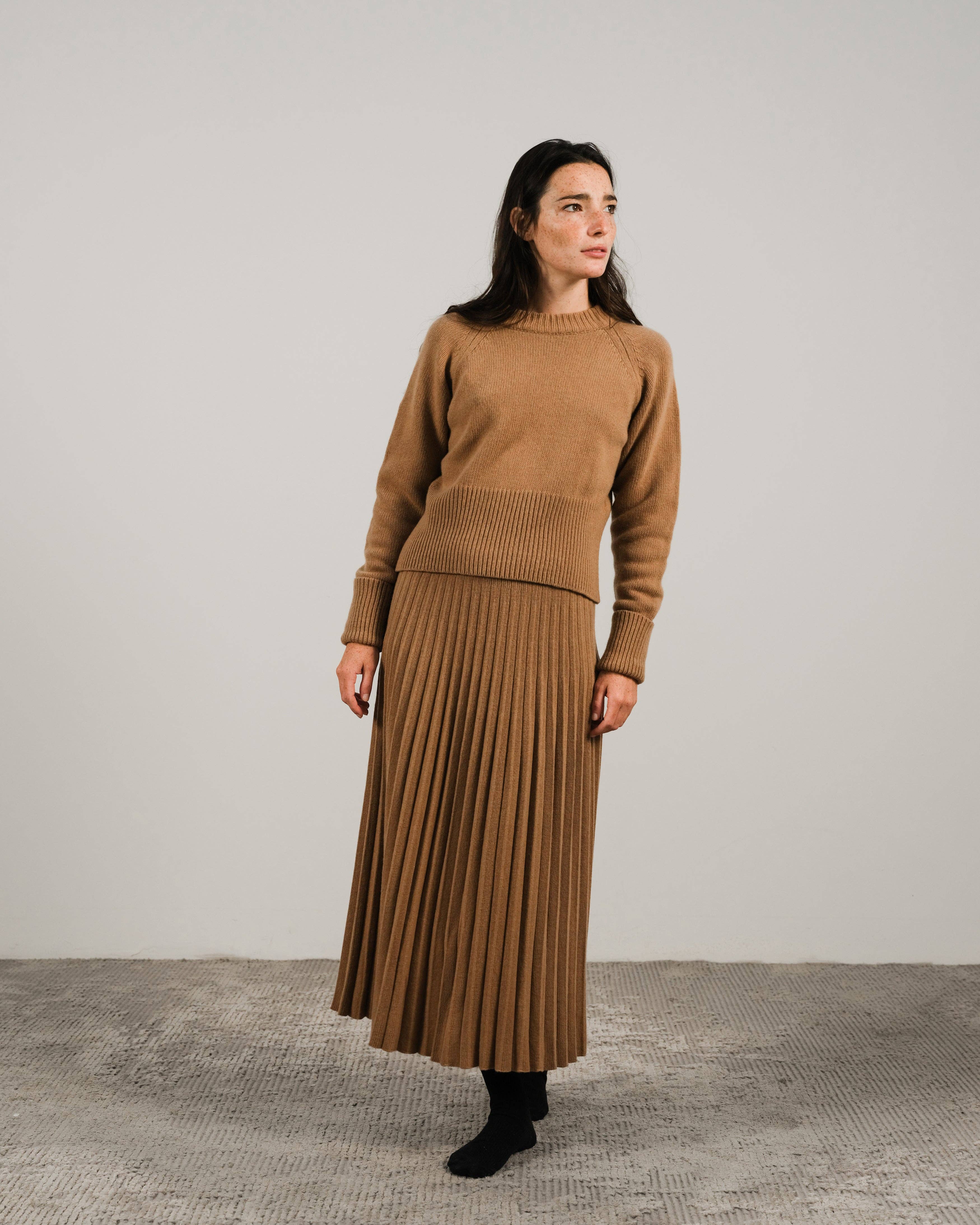 Cashmere Blend Crewneck Sweater / Caramello