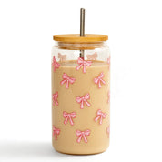 Pink Coquette Bows Glass Can - Pippi