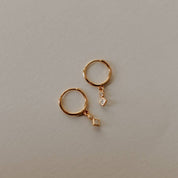 Willow Diamond Dangle Hoops: Gold