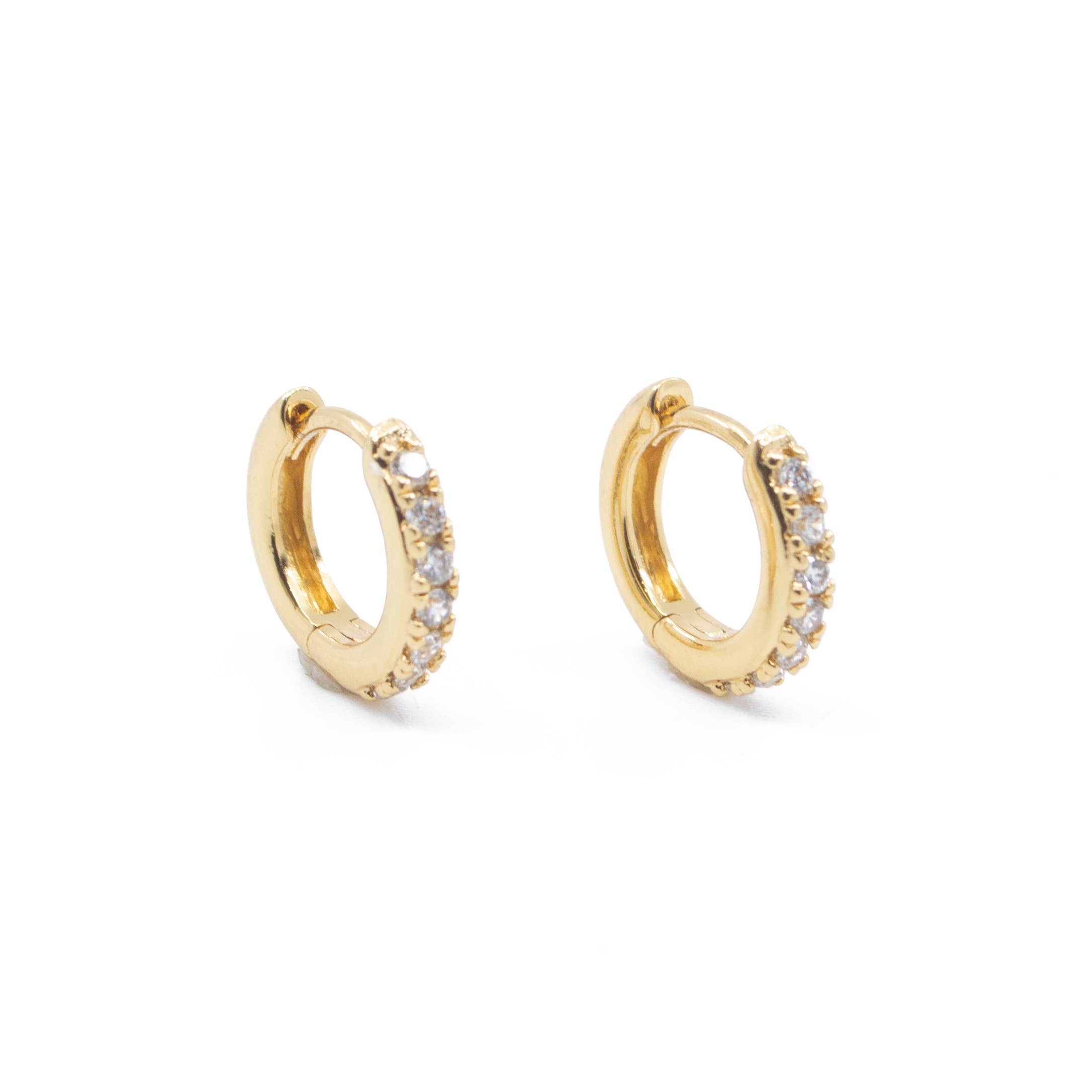 CZ Diamond Huggie Hoops in Gold - Earrings