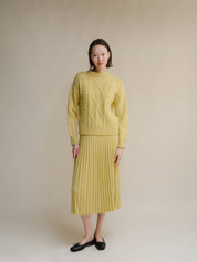Cashmere Mix Plissè Skirt / Honey