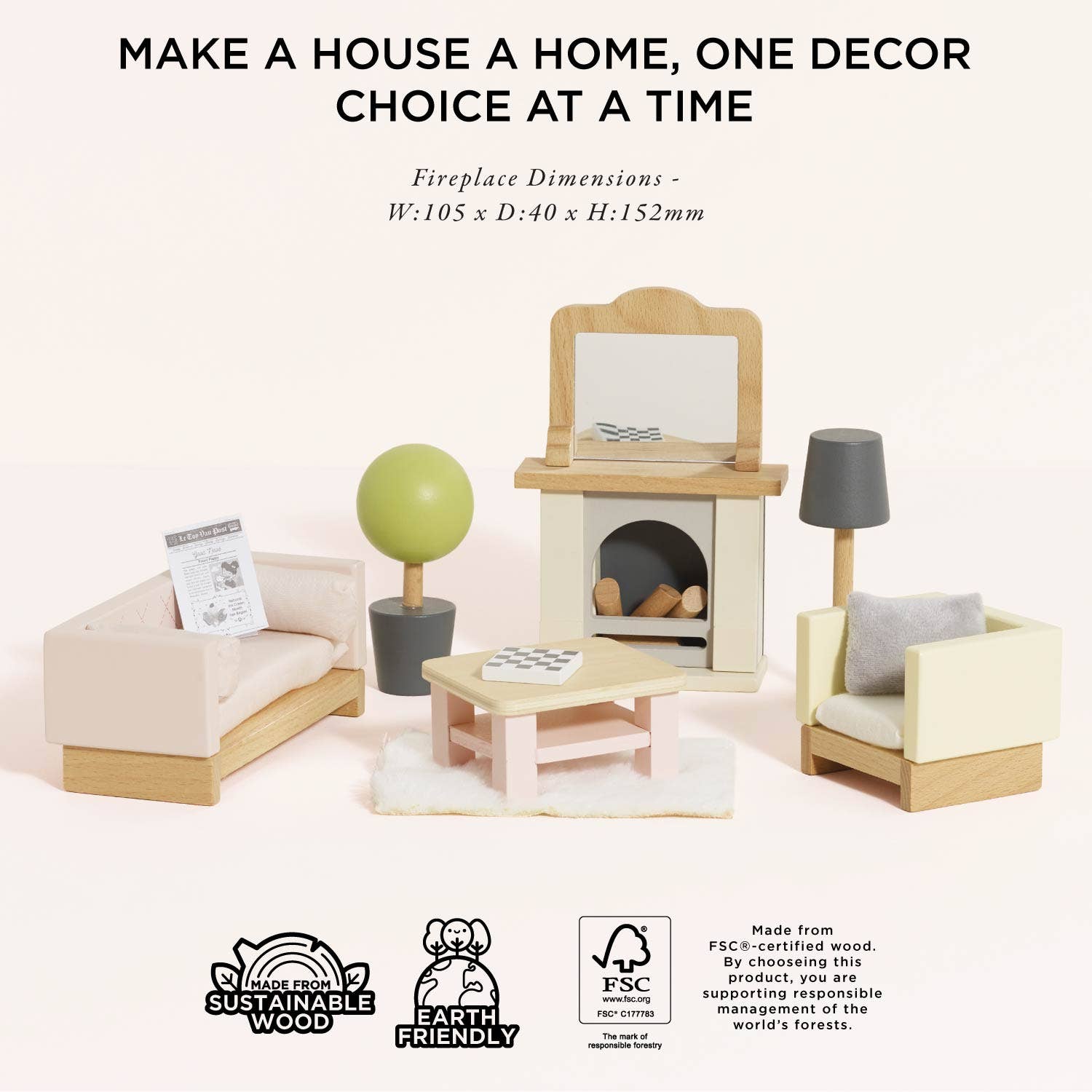 Wooden Dolls House Living Room