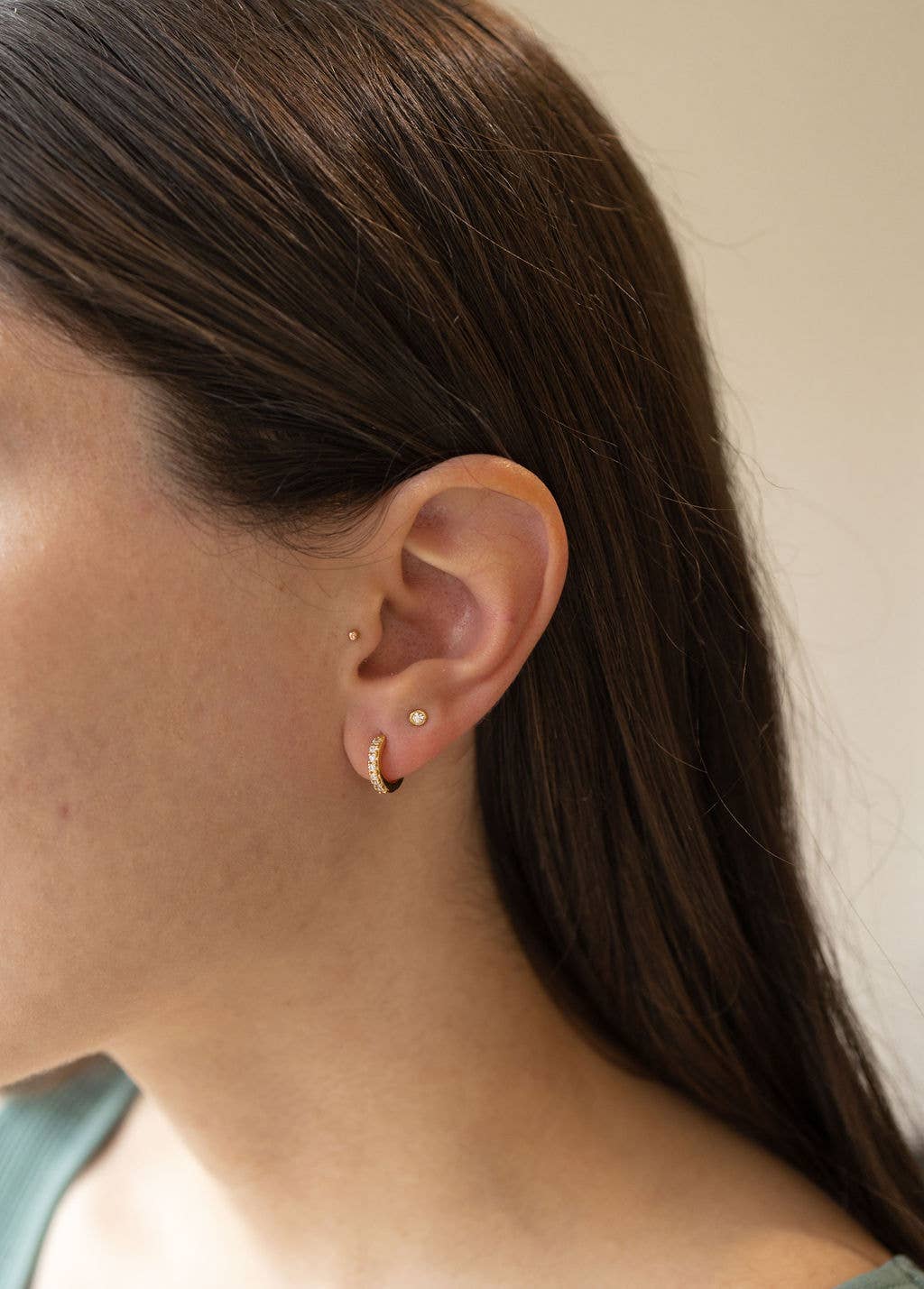 CZ Diamond Huggie Hoops in Gold - Earrings
