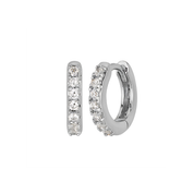 CZ Diamond Huggie Hoops Earrings in Silver