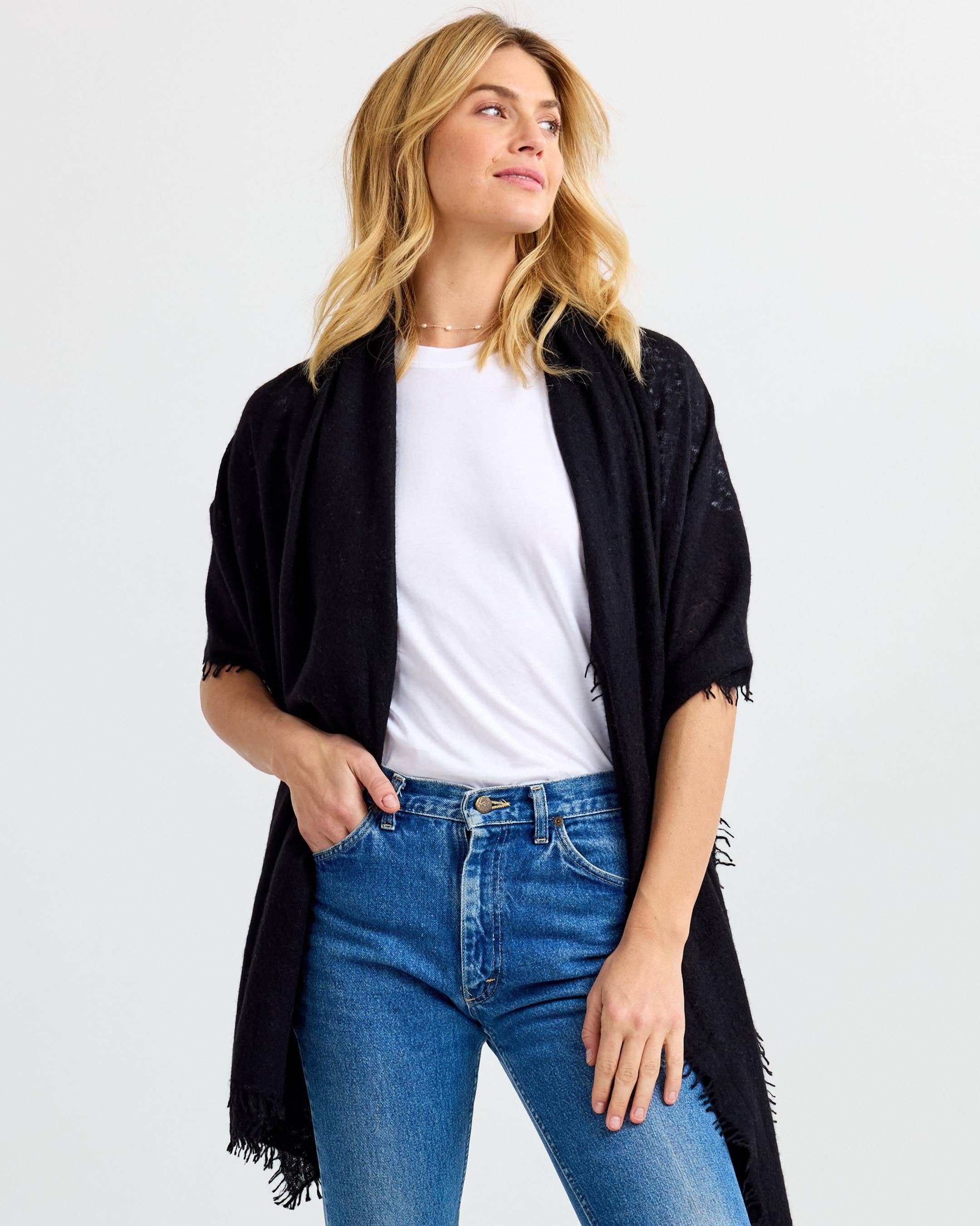 Felted Cashmere Scarf - Black