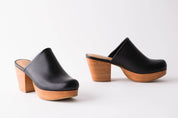 Ava Handmade Leather Women's Clogs: Black