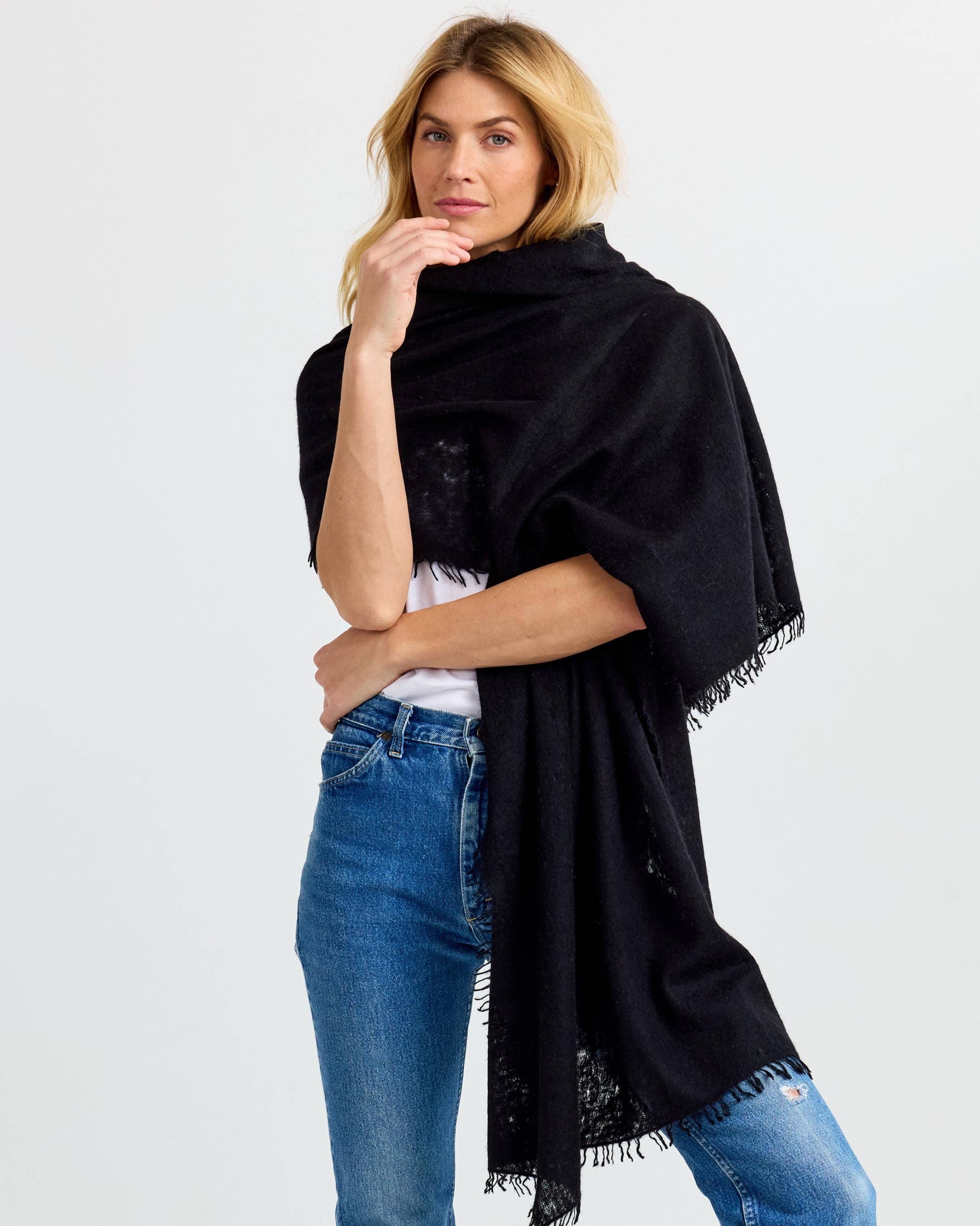 Felted Cashmere Scarf - Black