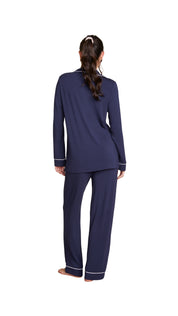 Luxe Milk Jersey Piped Pajama - Indigo
