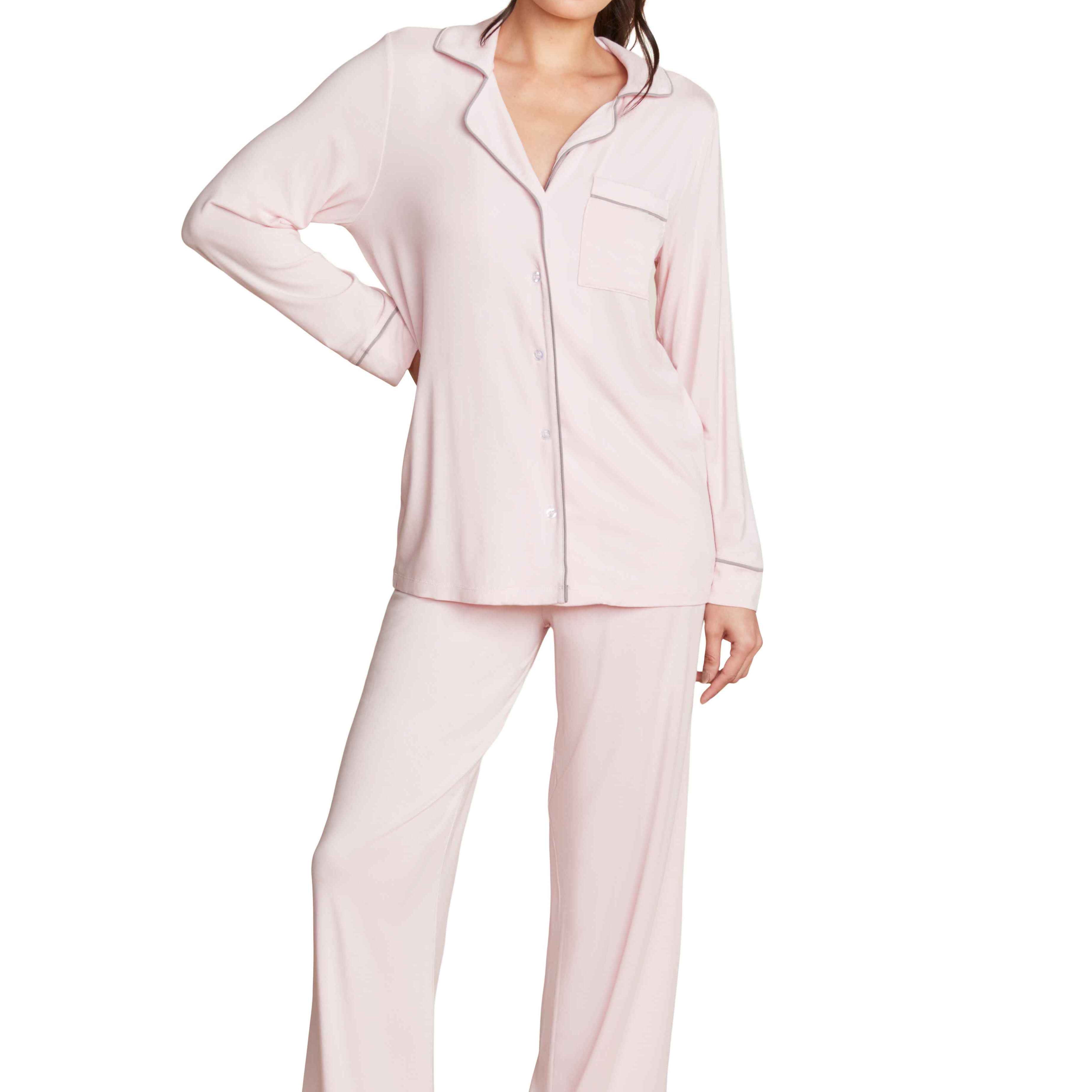Luxe Milk Jersey Piped Pajama - Pink