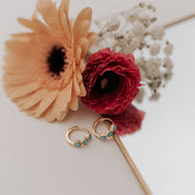 Lainey Turquoise Hoops: Gold