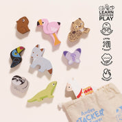 Wooden Stacking Animals & Bag