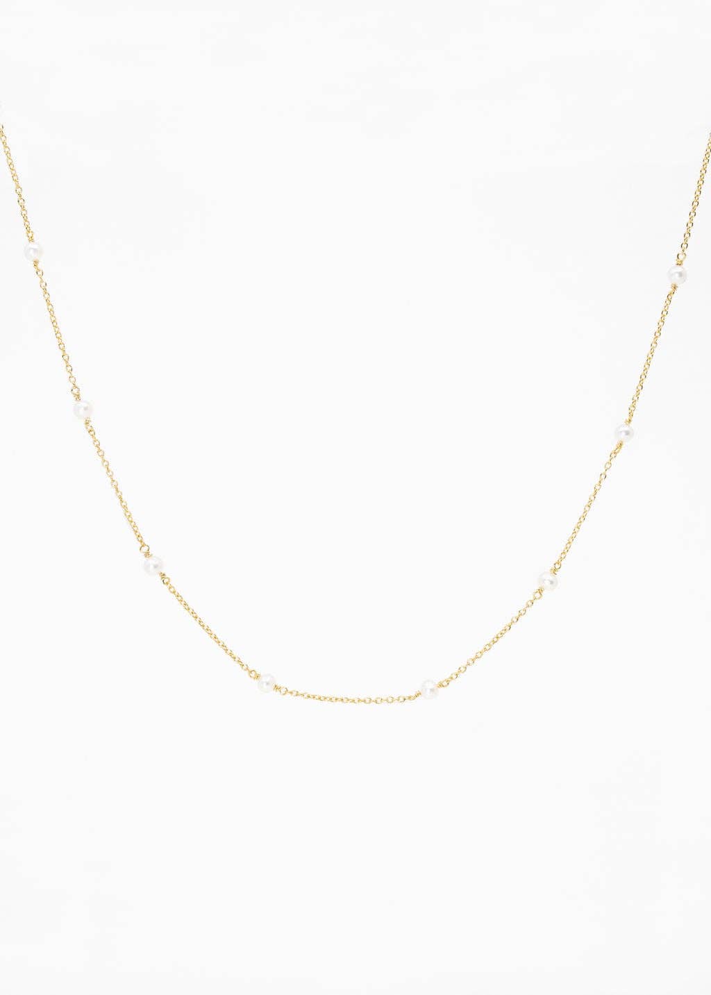 Pearl Drop Choker Necklace in Gold
