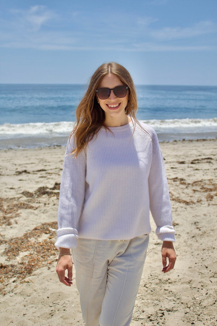 Cashmere Rib Pullover - Coconut