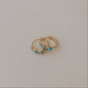 Lainey Turquoise Hoops: Gold