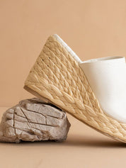 The Raina White Espdarille Slip On Wedge - White