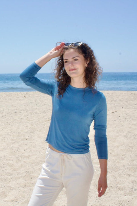 Softest Long Sleeve Tee - Shoreline Blue