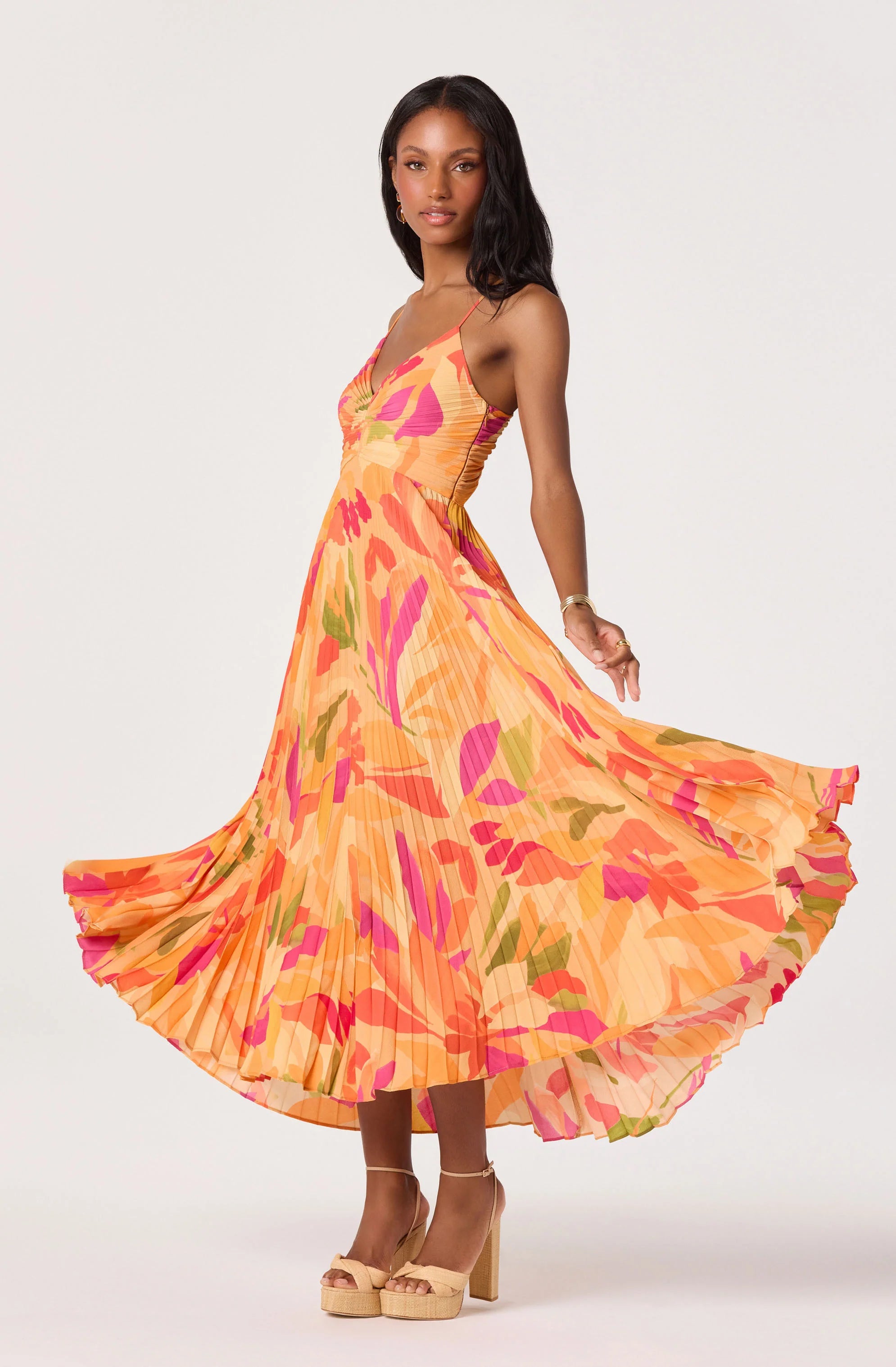 Blythe Orange Floral Dress