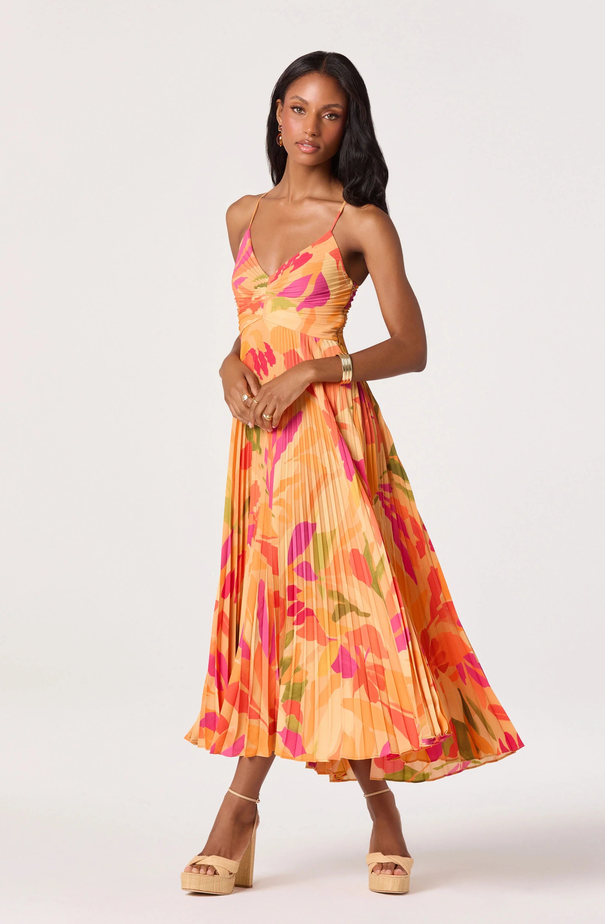 Blythe Orange Floral Dress