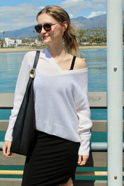 Softest Relaxed Cashmere V-neck - Coconut