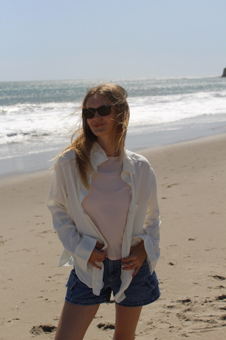 Linen Button Up Top - Coconut