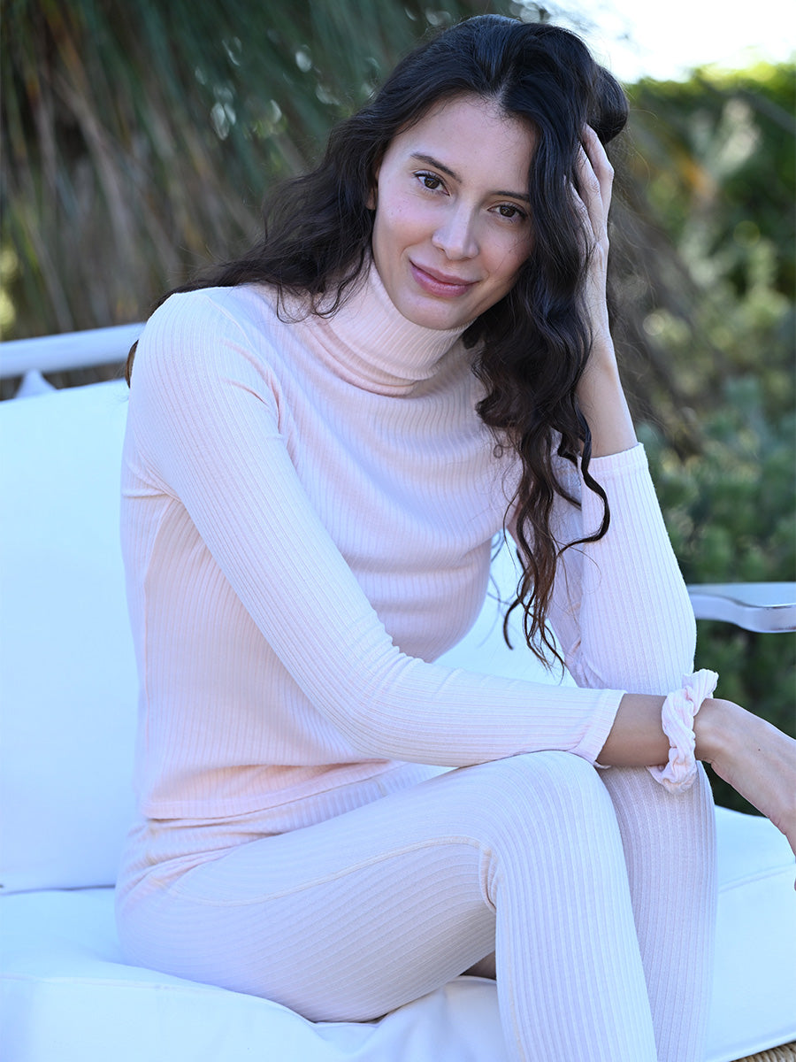 Soft Rib Turtleneck - Pink Rose