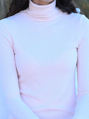 Soft Rib Turtleneck - Pink Rose