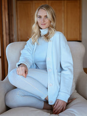 Cotton Fleece Cardigan - Sky Blue