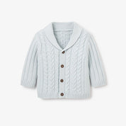 V-Neck Horseshoe Cable Cardigan - Pale Blue