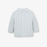 V-Neck Horseshoe Cable Cardigan - Pale Blue