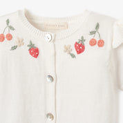 Strawberry Picnic Cardigan HandEmbroidered