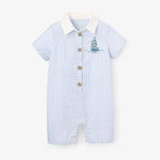 Boat Embroidered Shortall - Oxford Stripe