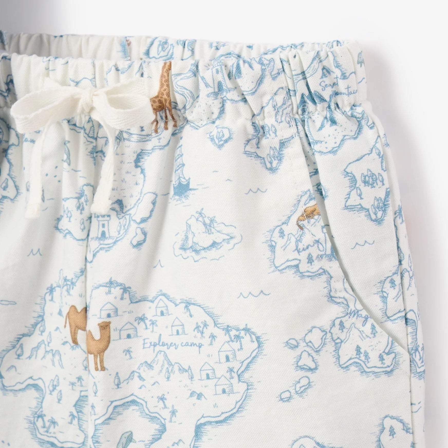 Nautical Knit Polo w/ Map Print Shorts - Blue/White