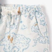 Nautical Knit Polo w/ Map Print Shorts - Blue/White