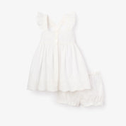 Eyelet Lace Ruffle Dress - White