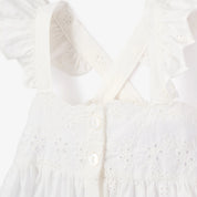 Eyelet Lace Ruffle Dress - White