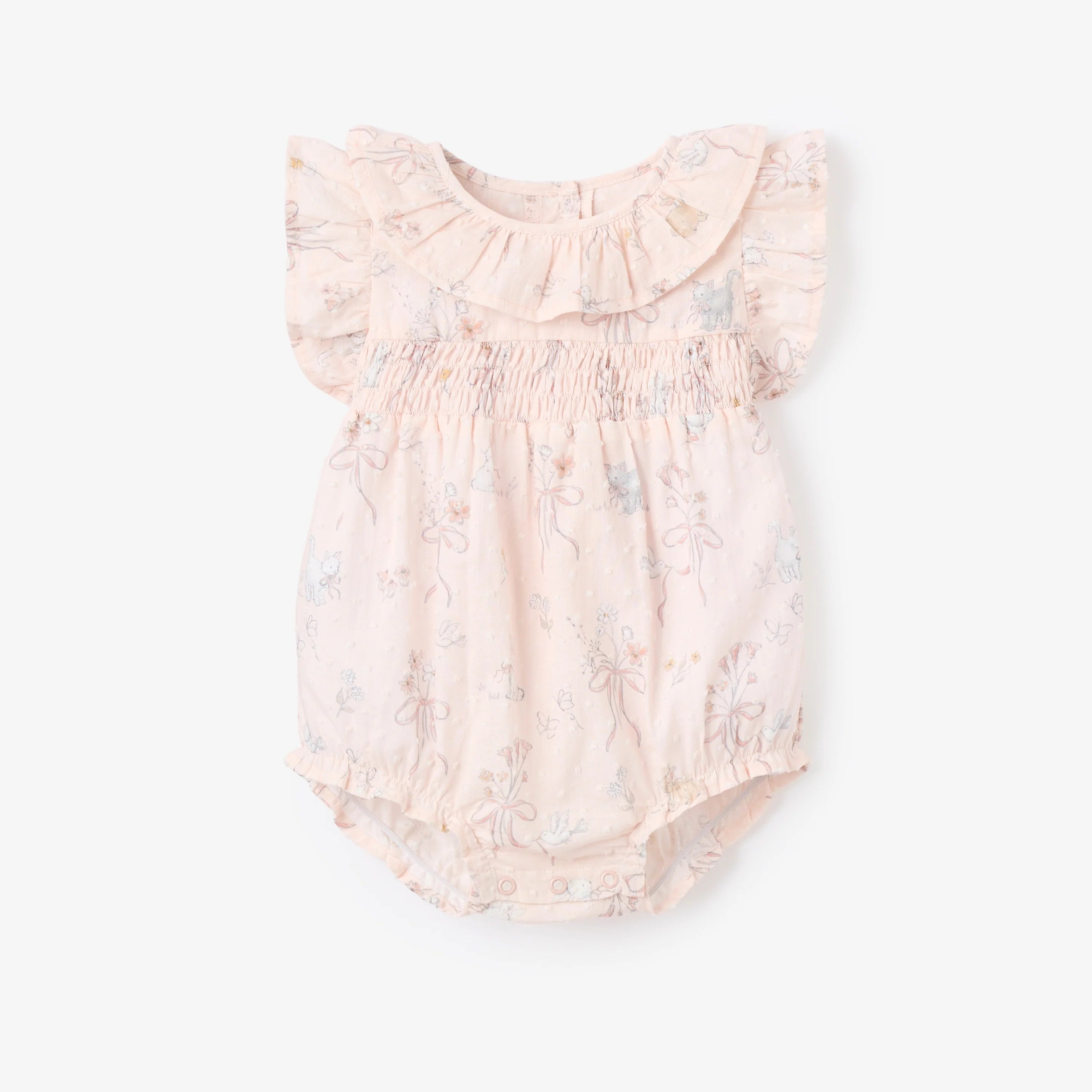 Fleur de Provence Swiss Dot Smocked Bubble - Floral