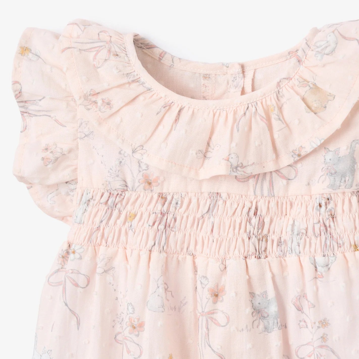 Fleur de Provence Swiss Dot Smocked Bubble - Floral