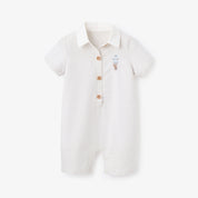 Up & Away Seersucker Collared Shortall - Grey