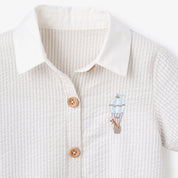 Up & Away Seersucker Collared Shortall - Grey