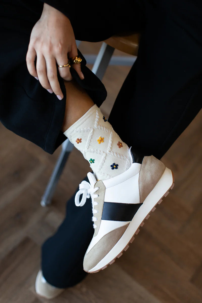 Daily Trainer - Taupe Suede Black Ivory Leather