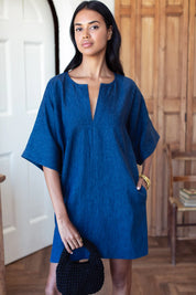 Structured Dress - Hemp Indigo